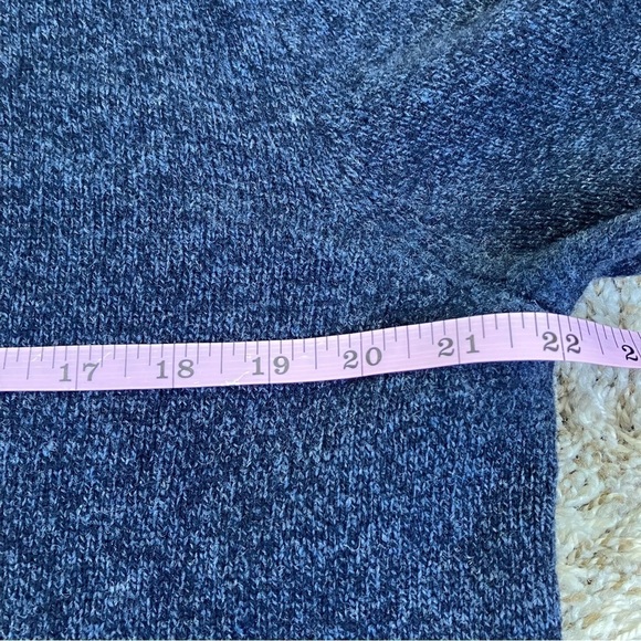 J. Crew 1/4 Zip Mock Neck Wool Knit Sweater Marled Navy Blue Casual Sz L Tall - Picture 13 of 15